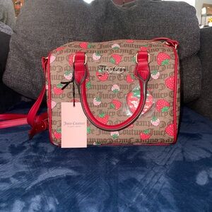 Juicy Couture Strawberry Satchel - Red and Tan